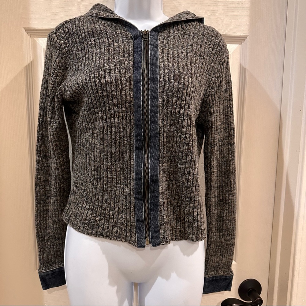 Coolwear Brown/Tan Ribbed Sweater Jacket Women's Medium